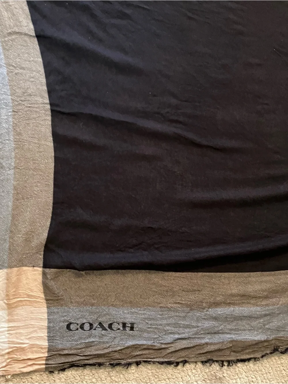 Coach Plaid Square 42” Scarf Shawl Brown Black Old Money Preppy Neutral